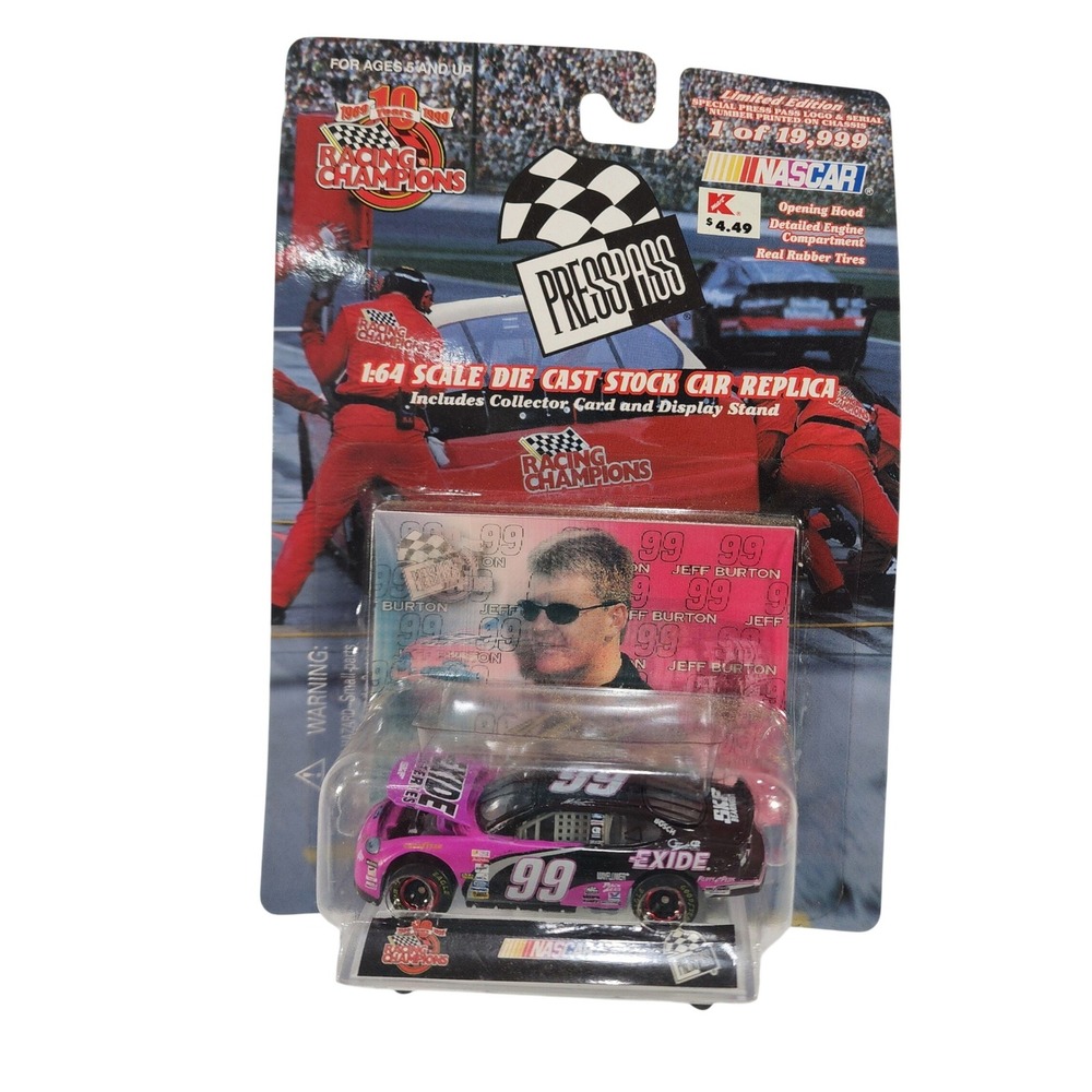 Racing Champions Jeff Burton 99 Exide Press Pass 1:64 Diecast Car 1 of 19999 NEW